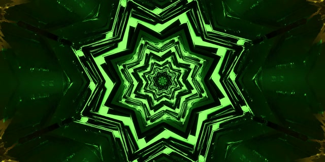 Neon Tunnel Berdeng Bituin Vortex VJLoops 2:1 Univisium 60fps Screensaver