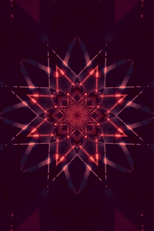 Neon Tunnel Bituin Kaleidoscope 2:3 Photo Portrait 60fps Screensaver Vj Loop