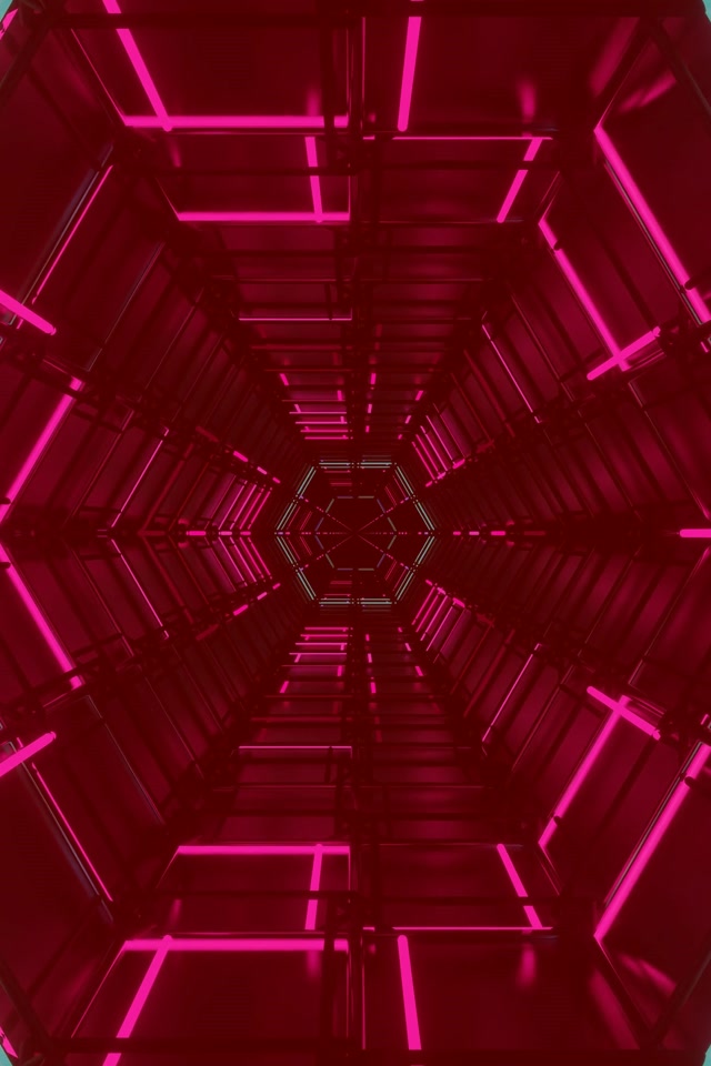 Neon Tunnel Vj Loop | Pink Berdeng Hexagon Grid | 2:3 Portrait 60fps Screensaver