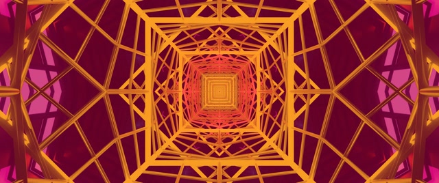 Neon Tunnel Pulsating Square Vortex VJ Loop 2.39:1 Cinemascope 60fps Screensaver