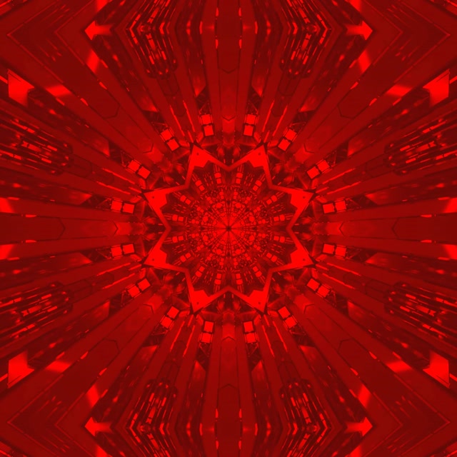 Kırmızı Fraktal Yıldız Neon Tünel VJ Loop 1:1 Kare 60fps Ekran Koruyucu