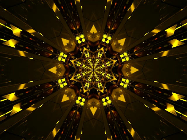 Neon Tüneli Altın Yıldız Kaleidoskop VJ Loop 4:3 Klasik 60fps Ekran Koruyucu