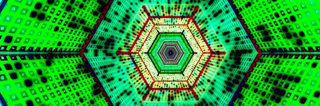 Neon Tünel Altıgen Girdap VJ Loop 3:1 Üçlü Geniş 60fps Ekran Koruyucu