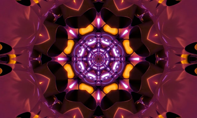 Neon Tüneli Mor Turuncu Kaleidoskop Ekran Koruyucu 5:3 Wide 60fps VJ Loop