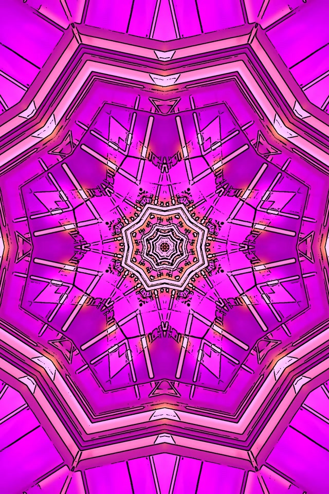 Neon Tünel Magenta Kaleidoskop 2:3 Fotoğraf Dikey 60fps Ekran Koruyucu Vj Loop
