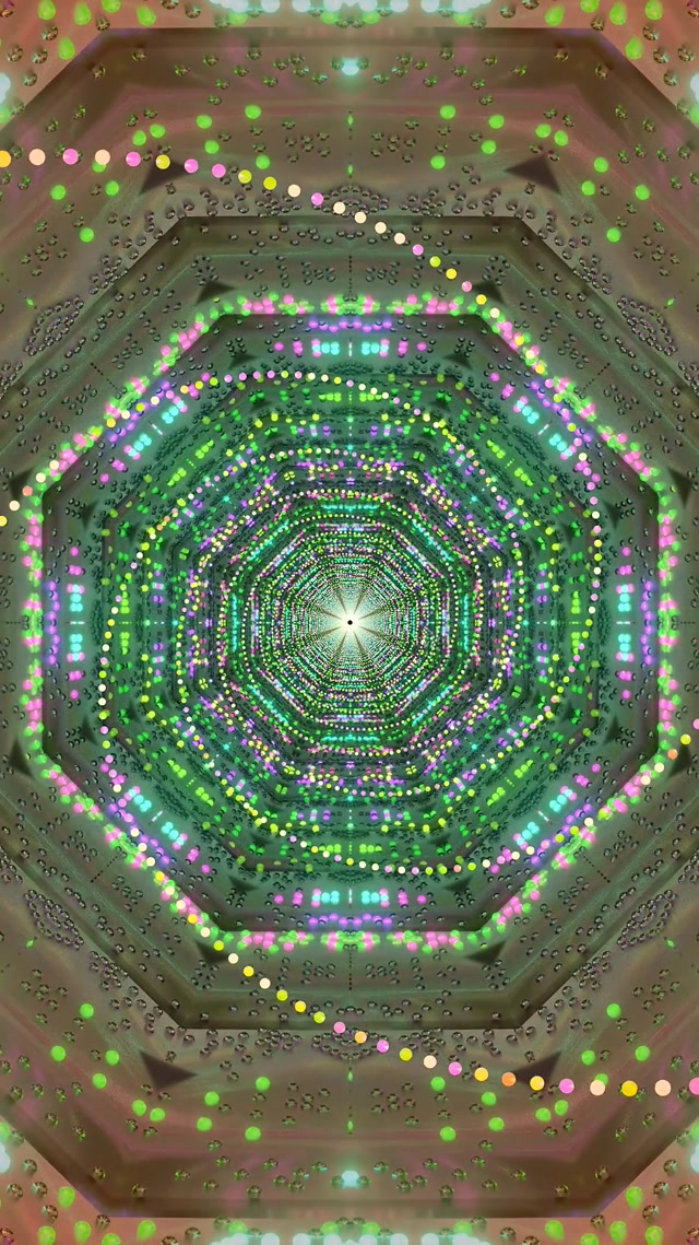 Neon Tüneli Oktagon Yeşil Pembe 60fps Ekran Koruyucu 9:16 Reels VJ Loop