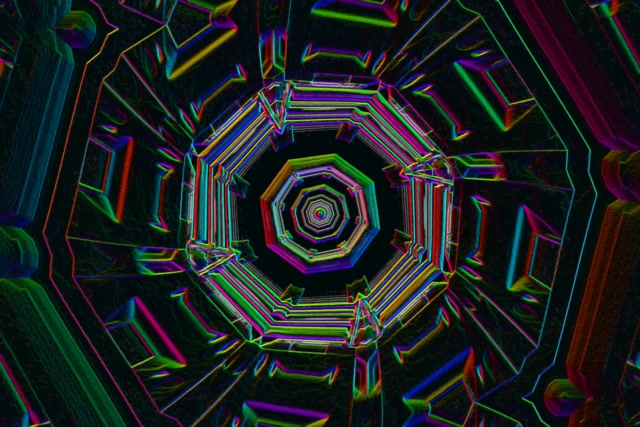 Neon Tunnel Octagonal Vortex Loop | 60fps Screensaver VJ Animation