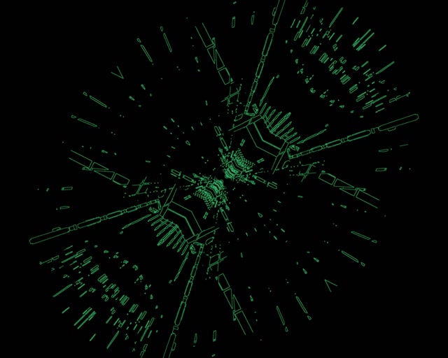 Neon Tünel Yeşil Devre Patlaması VJ Loop 5:4 Endüstriyel 60fps Ekran Koruyucu