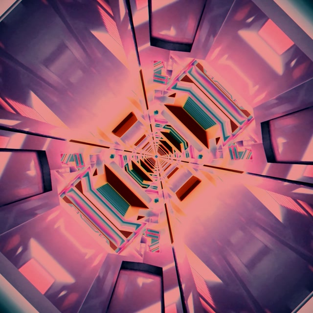 Neon Tünel Pembe Fraktal Kaleidoskop Vj Loop 1:1 Kare 60fps Ekran Koruyucu