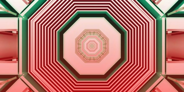 Red Octagonal Неоновий тунель Screensaver 2:1 Univisium 60fps VJ Loop