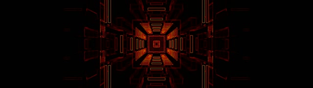 Red Neon Tunnel Square Vortex 32:9 Ultrawide 60fps Screensaver Loop