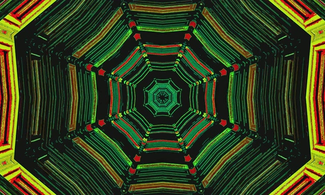 Неоновий тунель зелений восьмикутник заставка 5:3 широкий 60fps VJ Loop