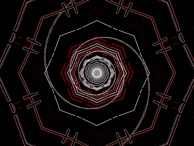 Đường Hầm Neon Đỏ Bát Giác Xoáy Screensaver 4:3 Classic 60fps Vj Loop