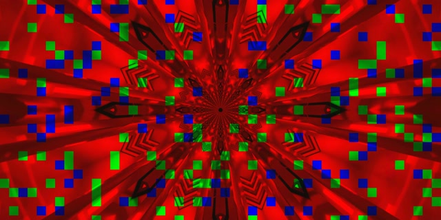 Neon Tunnel Red Kaleidoscope Pixel Burst Vj Loop 2:1 Univisium 60fps Screensaver