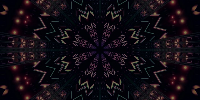 Neon Tunnel Kaleidoscope Star Burst VJ Loop 2:1 Univisium 60fps Screensaver
