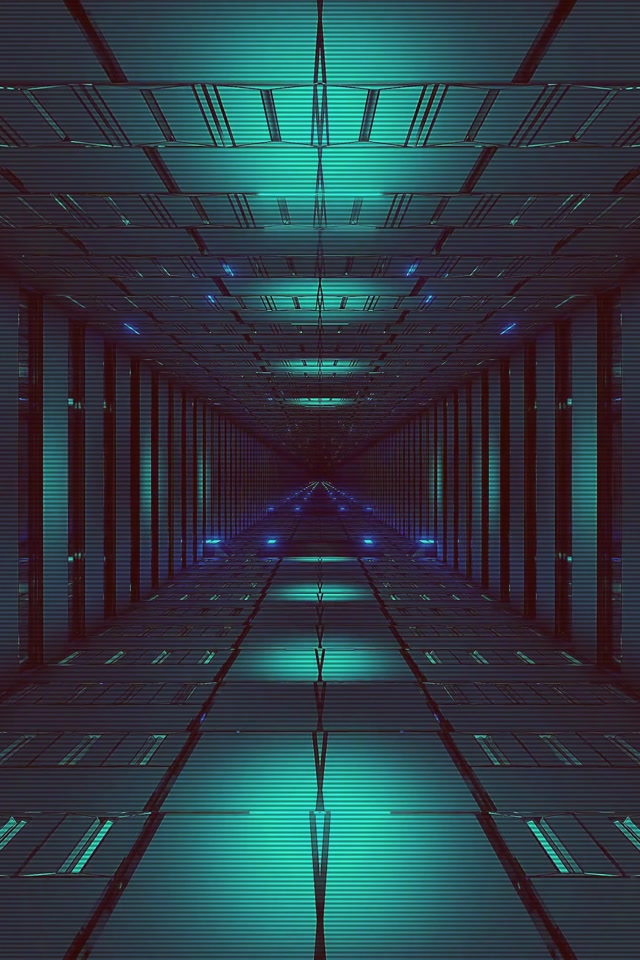 Đường Hầm Neon VJ Loop 60fps Xanh Ngọc Lam Lưới Hành Lang Screensaver 2:3 Photo Portrait
