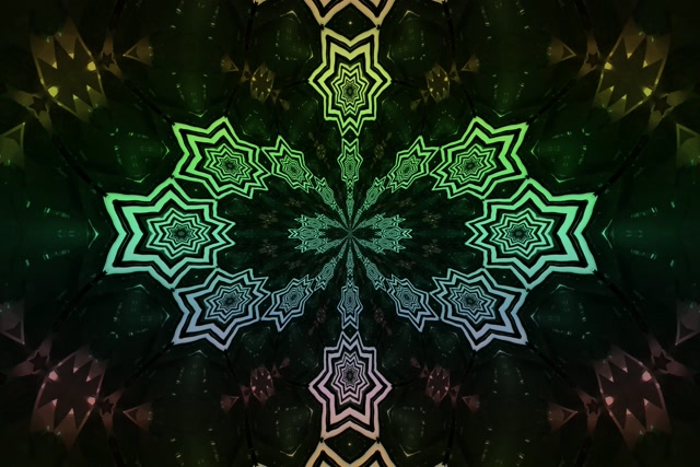 Đường Hầm Neon Fractal Star Mandala VJ Loop 3:2 Surface 60fps Screensaver