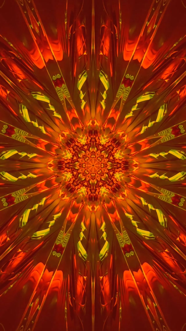 9:16 Reels 60fps Đường Hầm Neon Ngôi Sao Fractal Đỏ Cam Screensaver Live Wallpaper