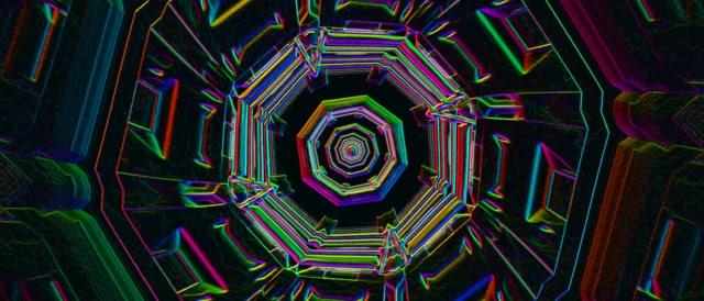 Neon Tunnel Spiraling Octagon Vortex 21:9 Ultrawide 60fps VJ Loop Screensaver