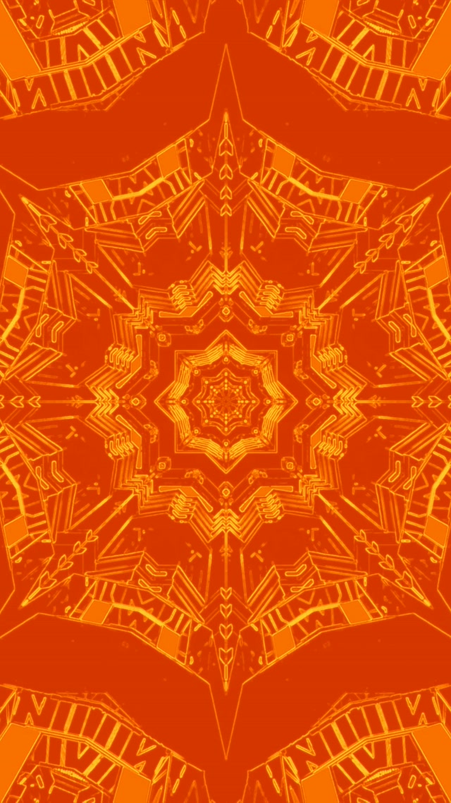 Đường Hầm Neon Kaleidoscope Ngôi Sao Cam VJ Loop 9:16 Reels 60fps Screensaver