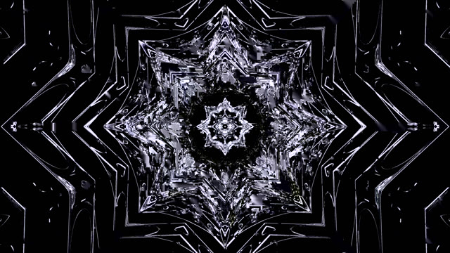 暗色抽象萬花筒 VJLoops - 黑白幾何運動背景