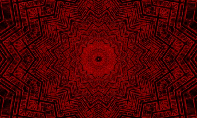 红色分形万花筒霓虹隧道 5:3 宽屏 60fps 屏保 VJ Loop