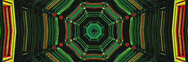 霓虹隧道绿色八角形屏保 3:1 三倍宽 60fps VJ Loop