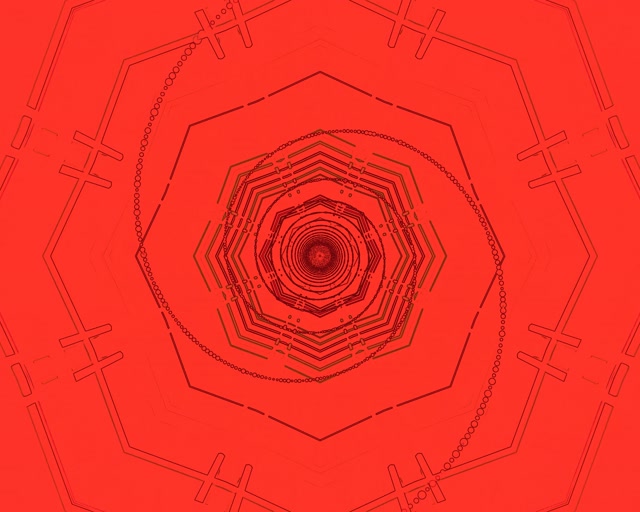 霓虹隧道红色八边形漩涡VJ Loop 5:4工业60fps屏保