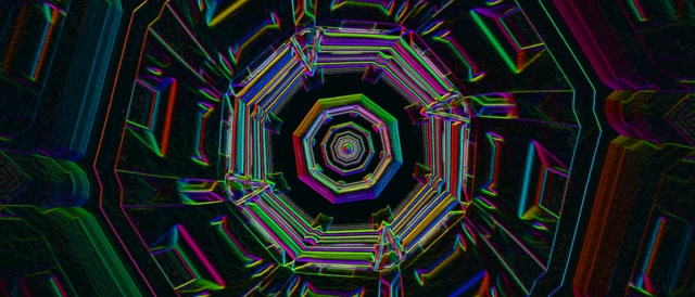 Neon Tunnel Octagon Vortex 21:9 Ultrawide 60fps VJ Loop Screensaver