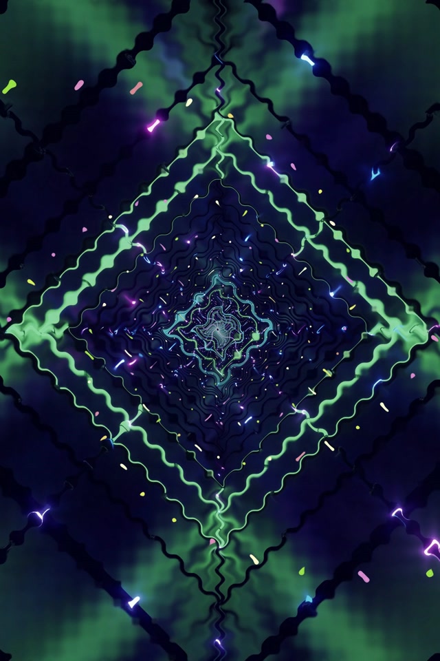 霓虹隧道绿色钻石漩涡 VJ Loop 2:3 Photo Portrait 60fps 屏保