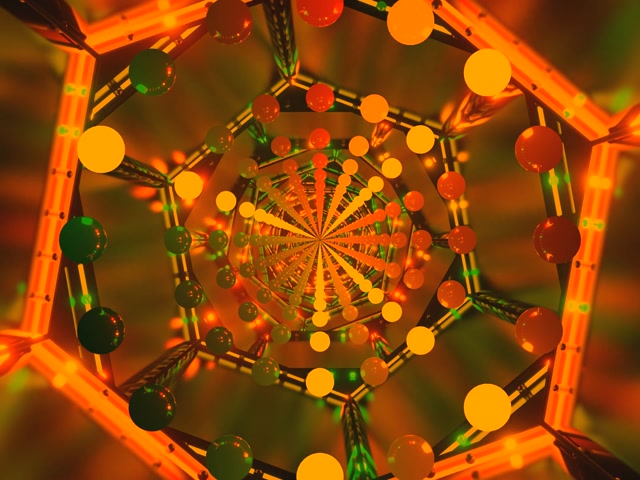 霓虹隧道橙色屏保 4:3 经典 60fps VJ Loop PC 笔记本