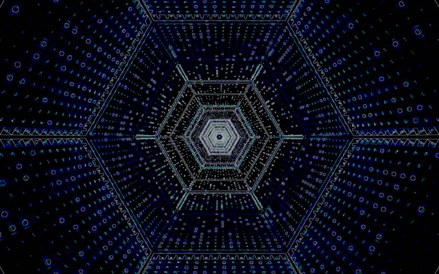 霓虹隧道蓝色六角漩涡VJLoops 60fps 16:10 MacBook屏保